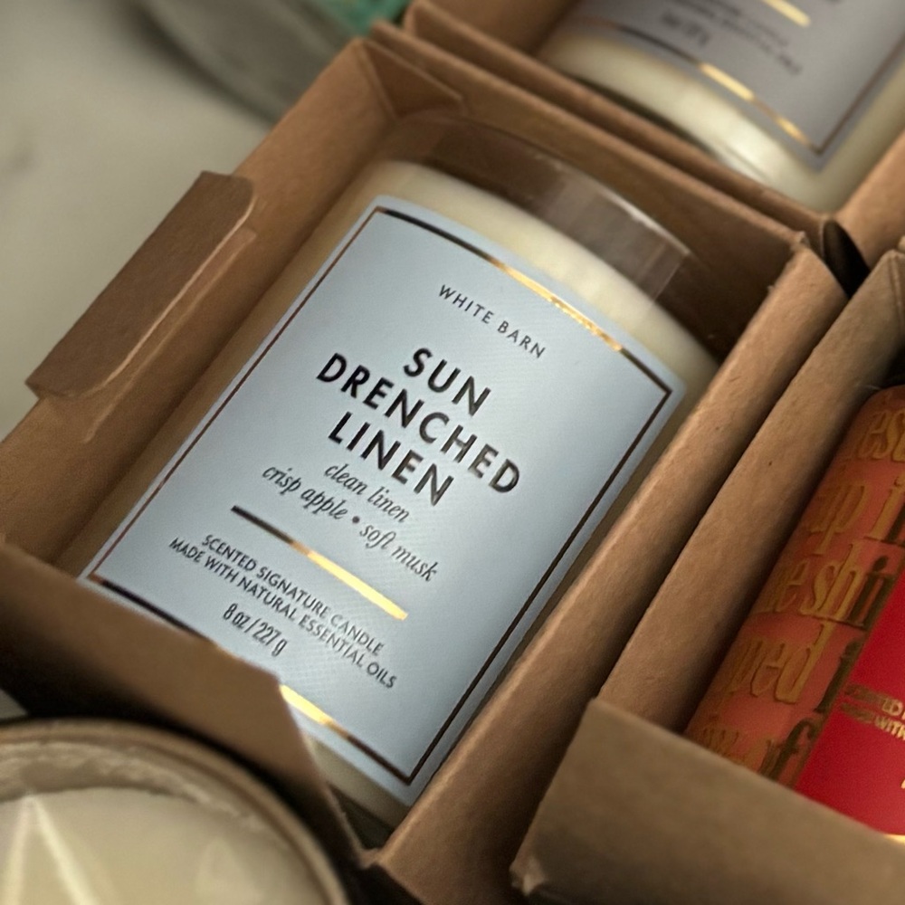 BATH & BODY WORKS SUN DRENCHED LINEN Single Wick Candle 8 oz / 227 g